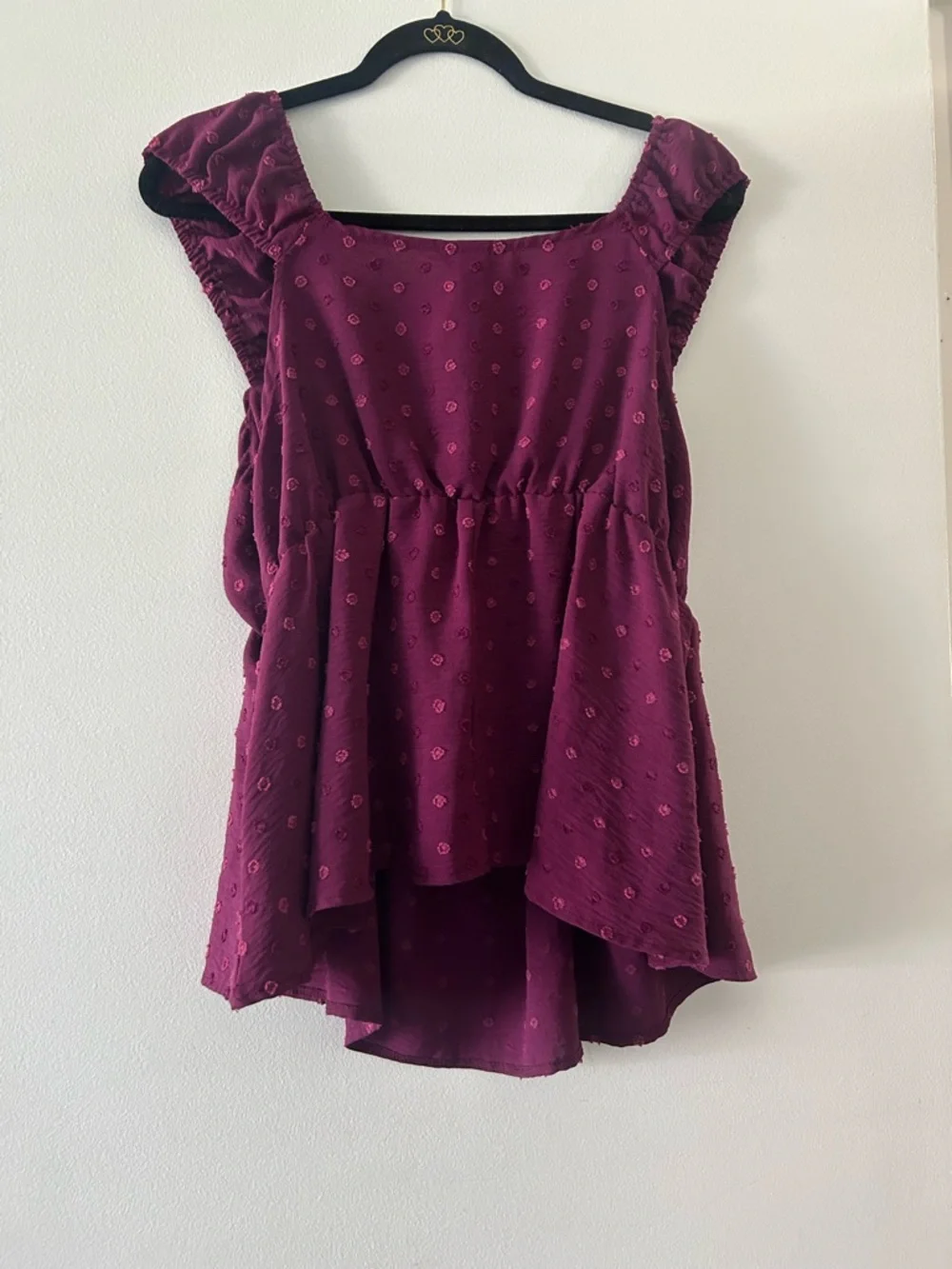 SHEIN Plum Ruffle Sleeve Textured Tank Top - Picture 2 of 2